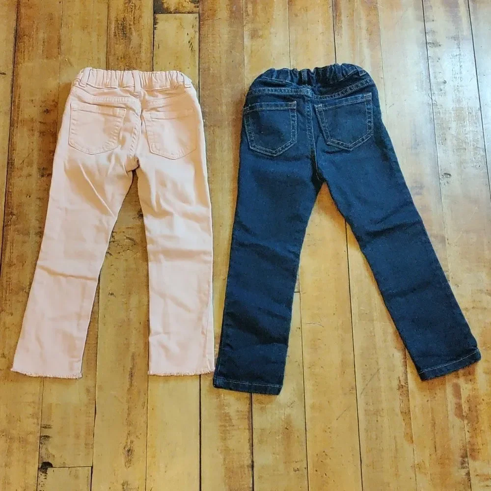 The Children's Place 4T Jeans Skinny Dark Wash Pink Adjustable Waist Cotton